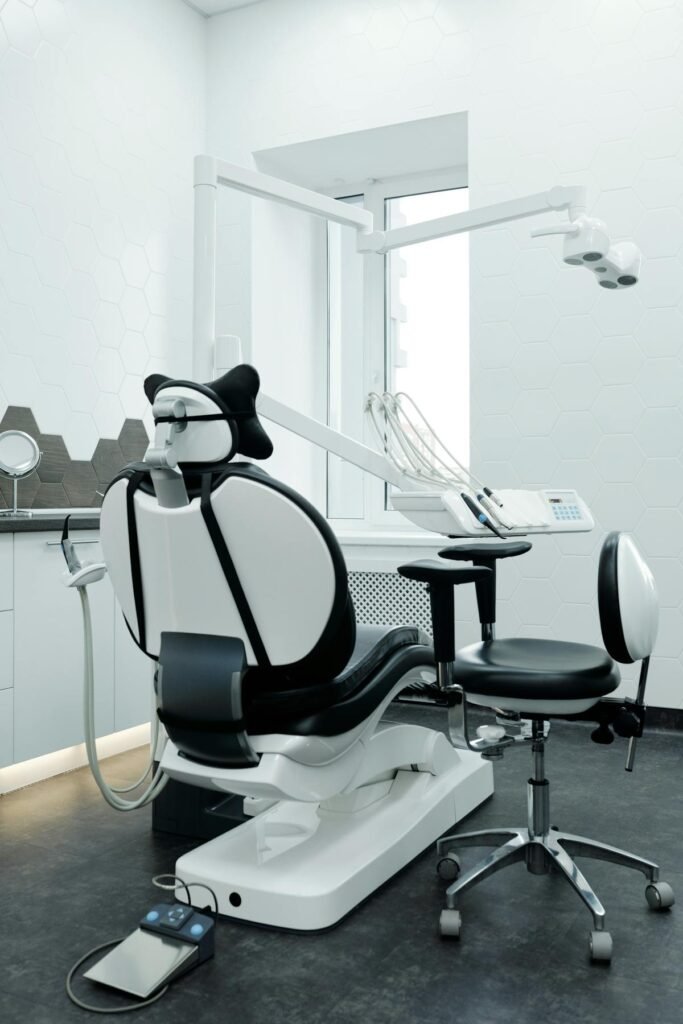 Contemporary modern dental office interior with equipment